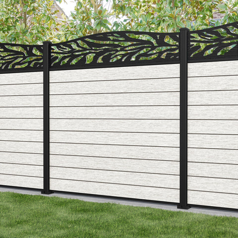 Fusion Malawi Curved Top Fence Panel - Light Stone - with our aluminium posts