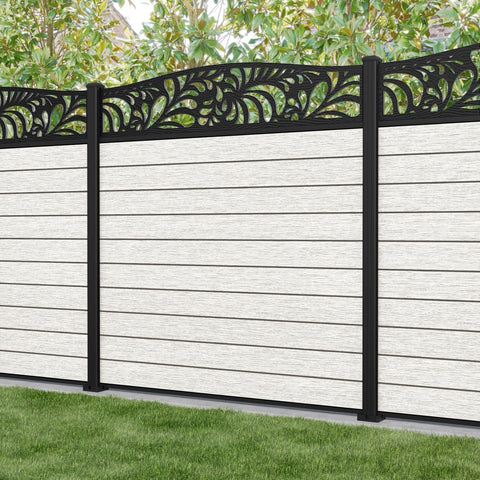 Fusion Petal Curved Top Fence Panel - Light Stone - with our aluminium posts