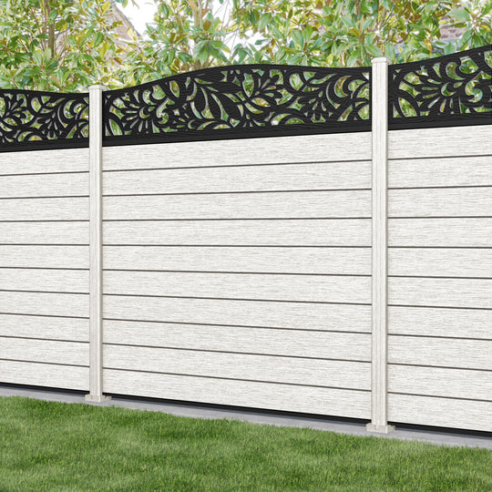 Fusion Heritage Curved Top Fence Panel - Light Stone - with our composite posts