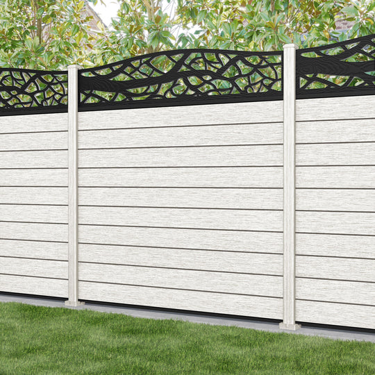 Fusion Twilight Curved Top Fence Panel - Light Stone - with our composite posts