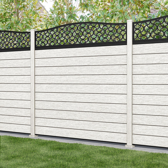 Fusion Vida Curved Top Fence Panel - Light Stone - with our composite posts