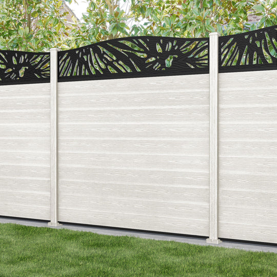 Classic Poppy Curved Top Fence Panel - Light Stone - with our composite posts