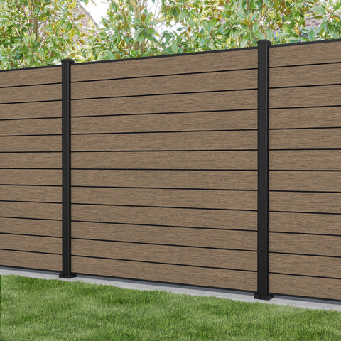 Fusion Fence Panel - Teak - with our aluminium posts