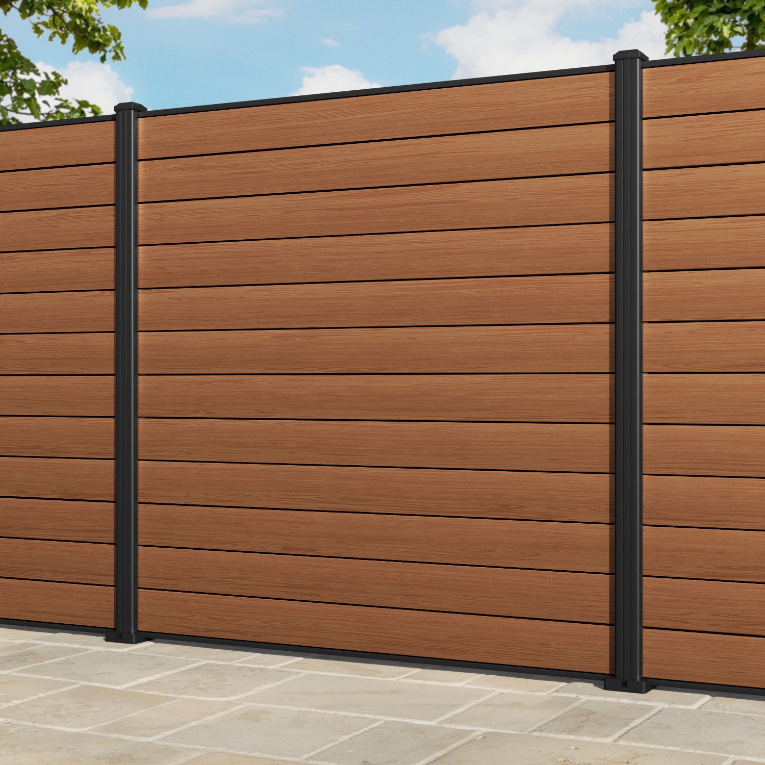 Gate Matching Aluminium Fence Panel - Teak - with our aluminium posts