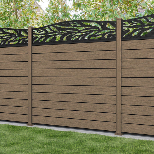 Fusion Malawi Curved Top Fence Panel - Teak - with our composite posts