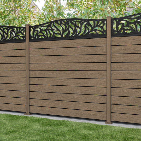 Fusion Plume Curved Top Fence Panel - Teak - with our composite posts