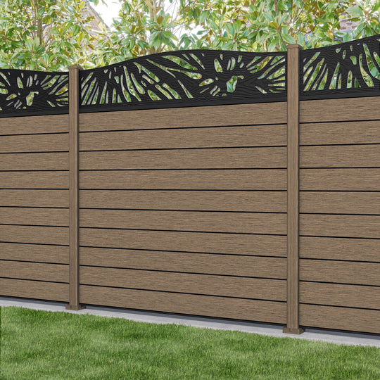 Fusion Poppy Curved Top Fence Panel - Teak - with our composite posts