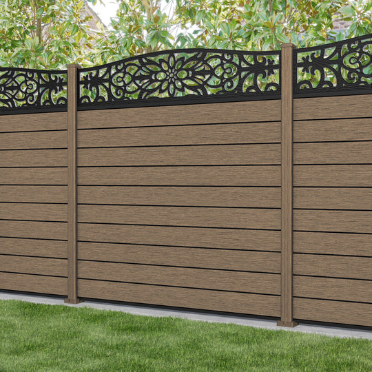Fusion Windsor Curved Top Fence Panel - Teak - with our composite posts