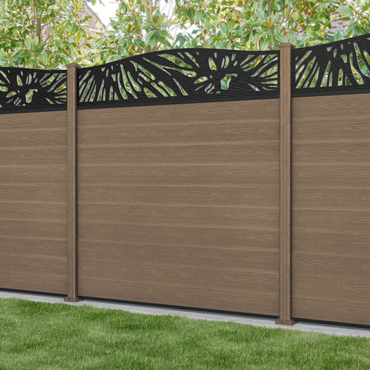 Classic Poppy Curved Top Fence Panel - Teak - with our composite posts