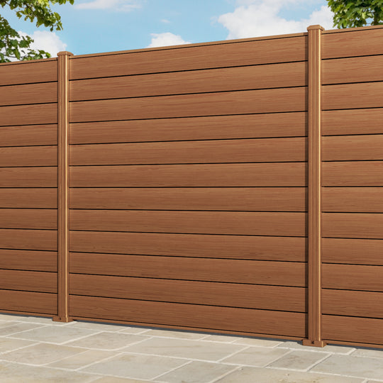 Gate Matching Aluminium Fence Panel - Teak - with our aluminium posts