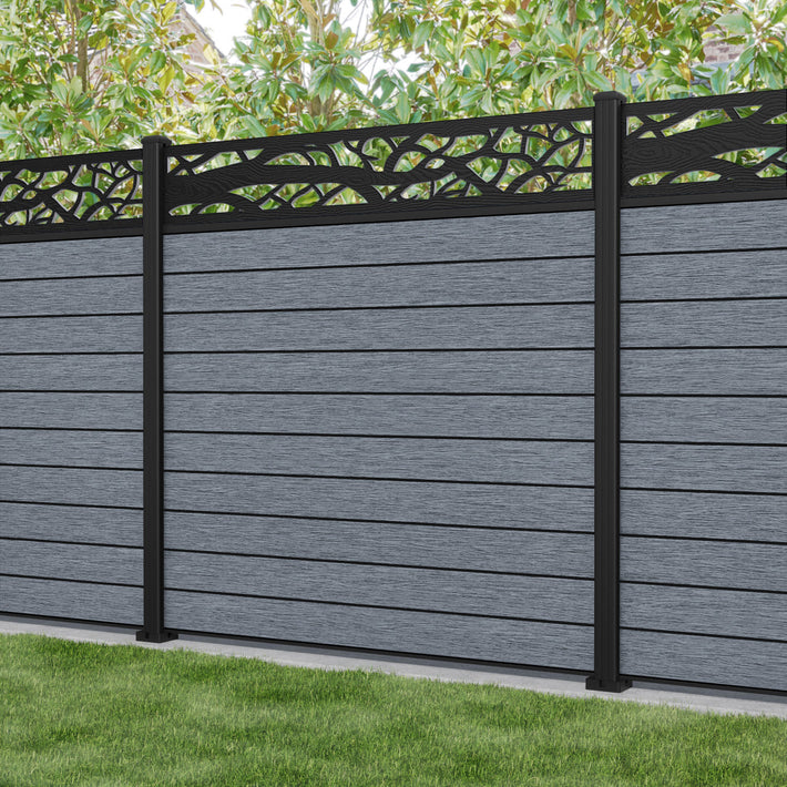Fusion Twilight Fence Panel - Anthracite - with our aluminium posts