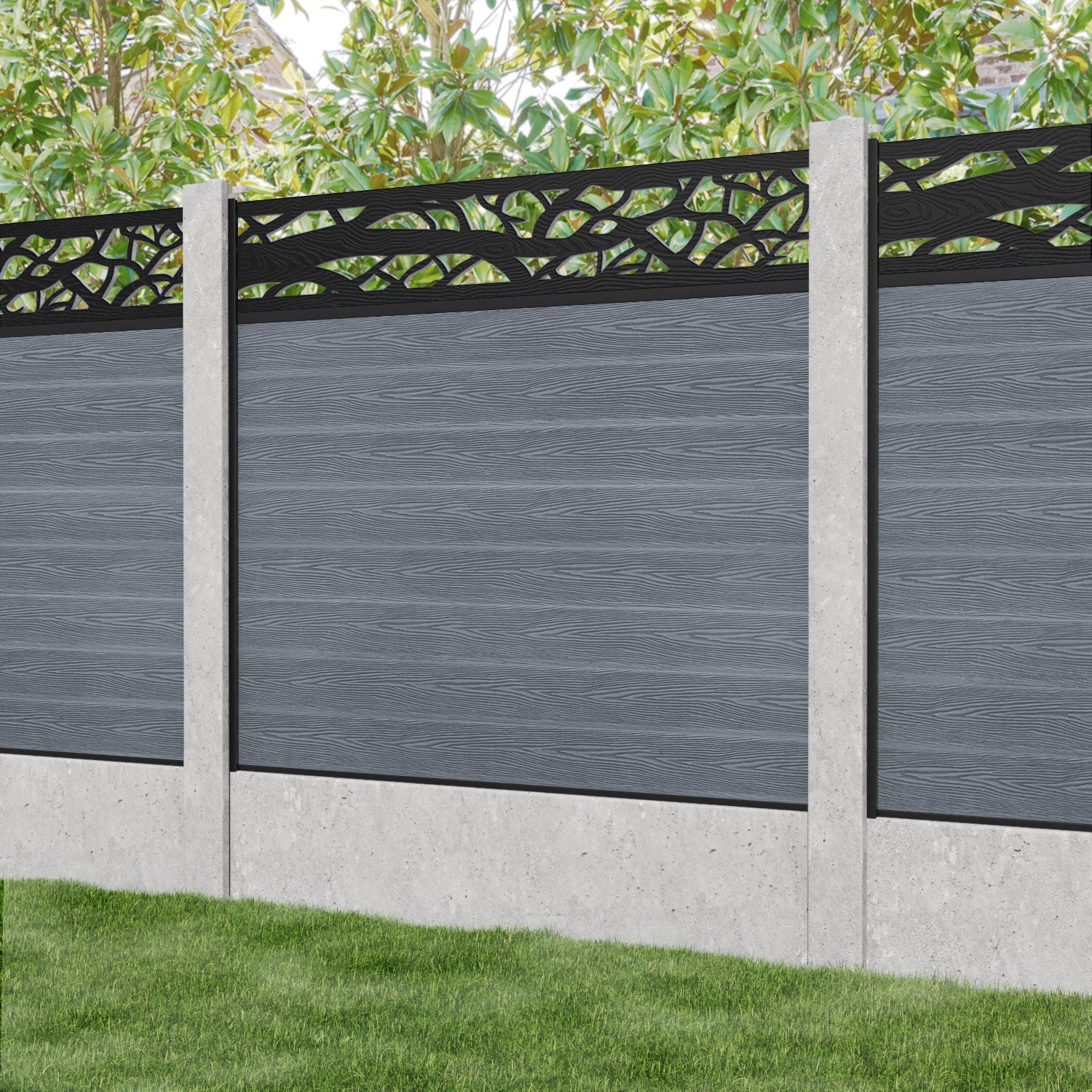 Classic Twilight Fence Panel - Anthracite - for existing concrete posts