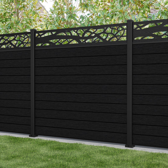 Fusion Twilight Fence Panel - Black - with our aluminium posts