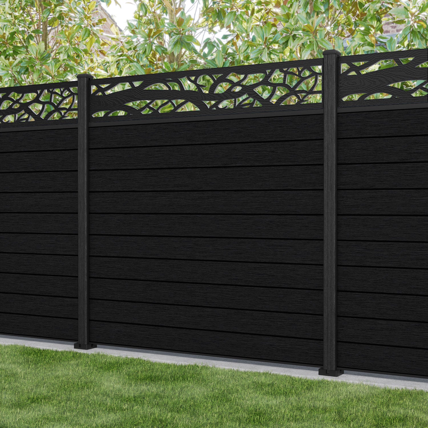 Fusion Twilight Fence Panel - Black - with our composite posts