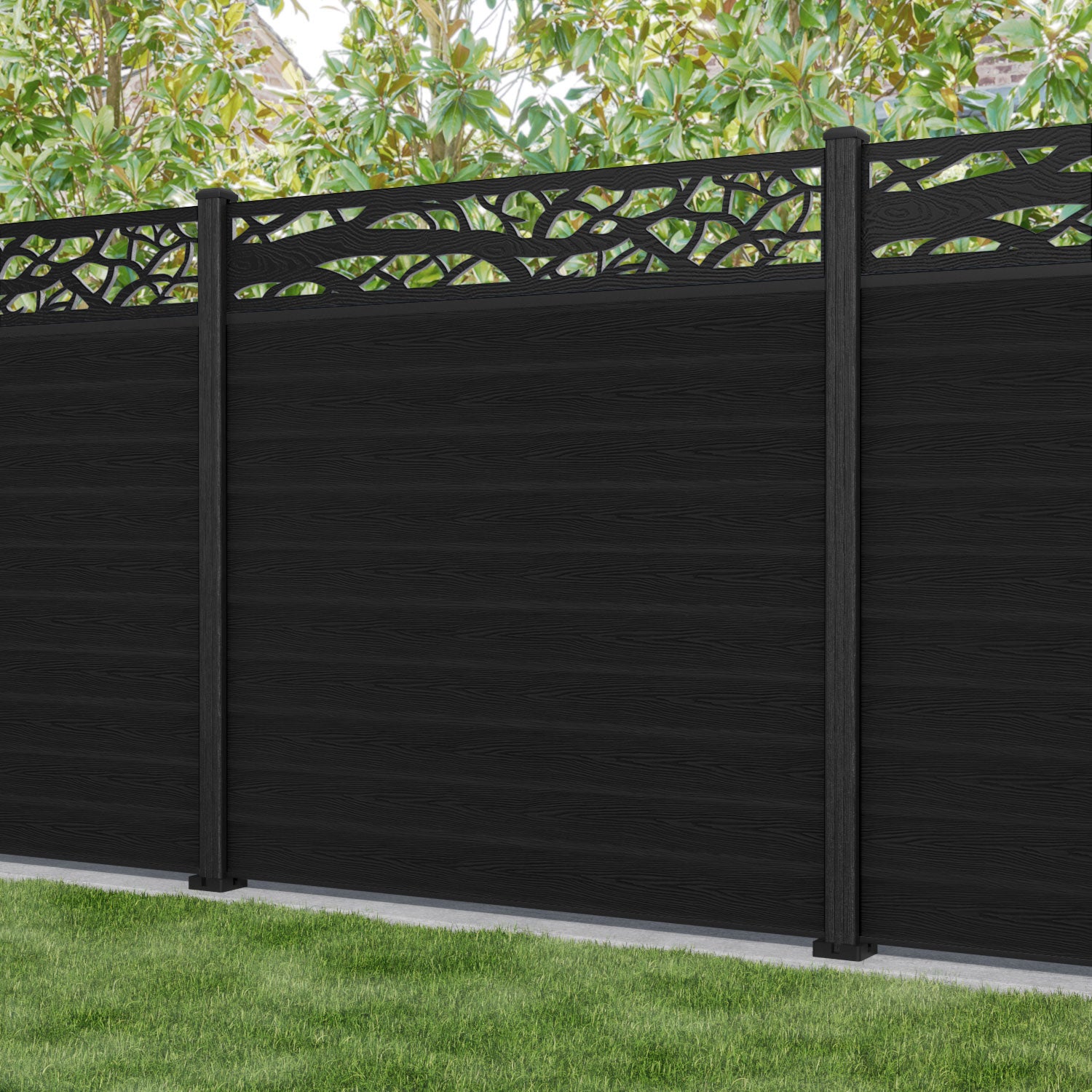 Classic Twilight Fence Panel - Black - with our composite posts