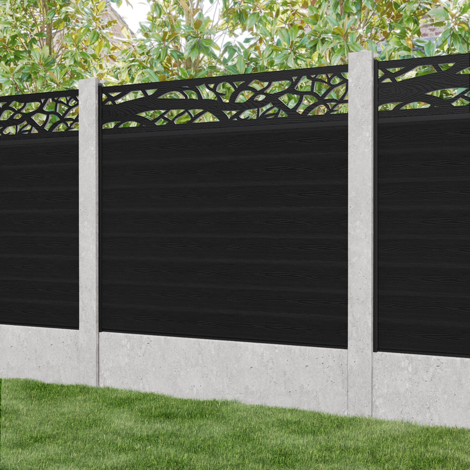 Classic Twilight Fence Panel - Black - for existing concrete posts