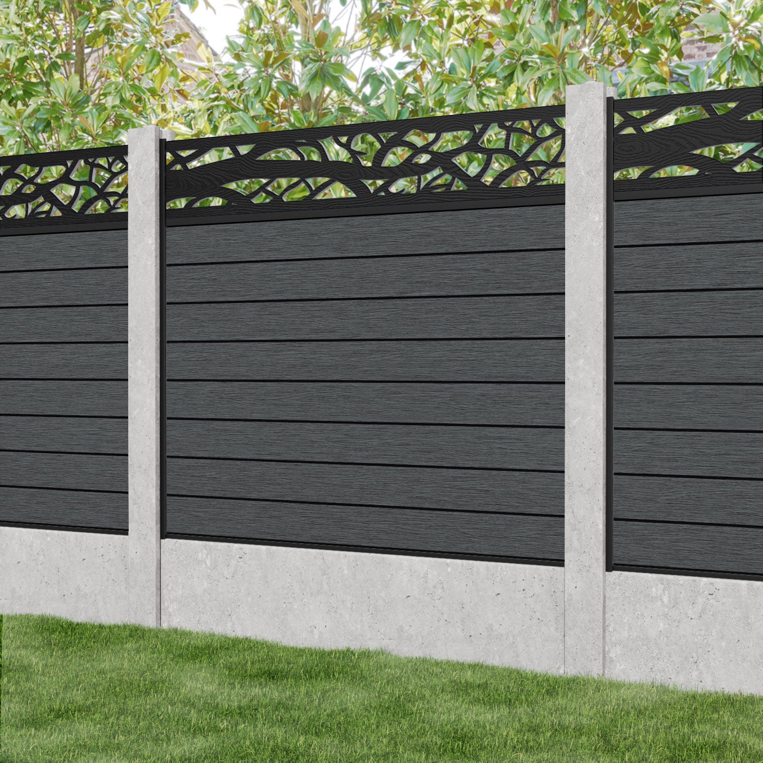Fusion Twilight Fence Panel - Dark Grey - for existing concrete posts
