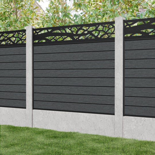 Fusion Twilight Fence Panel - Dark Grey - for existing concrete posts