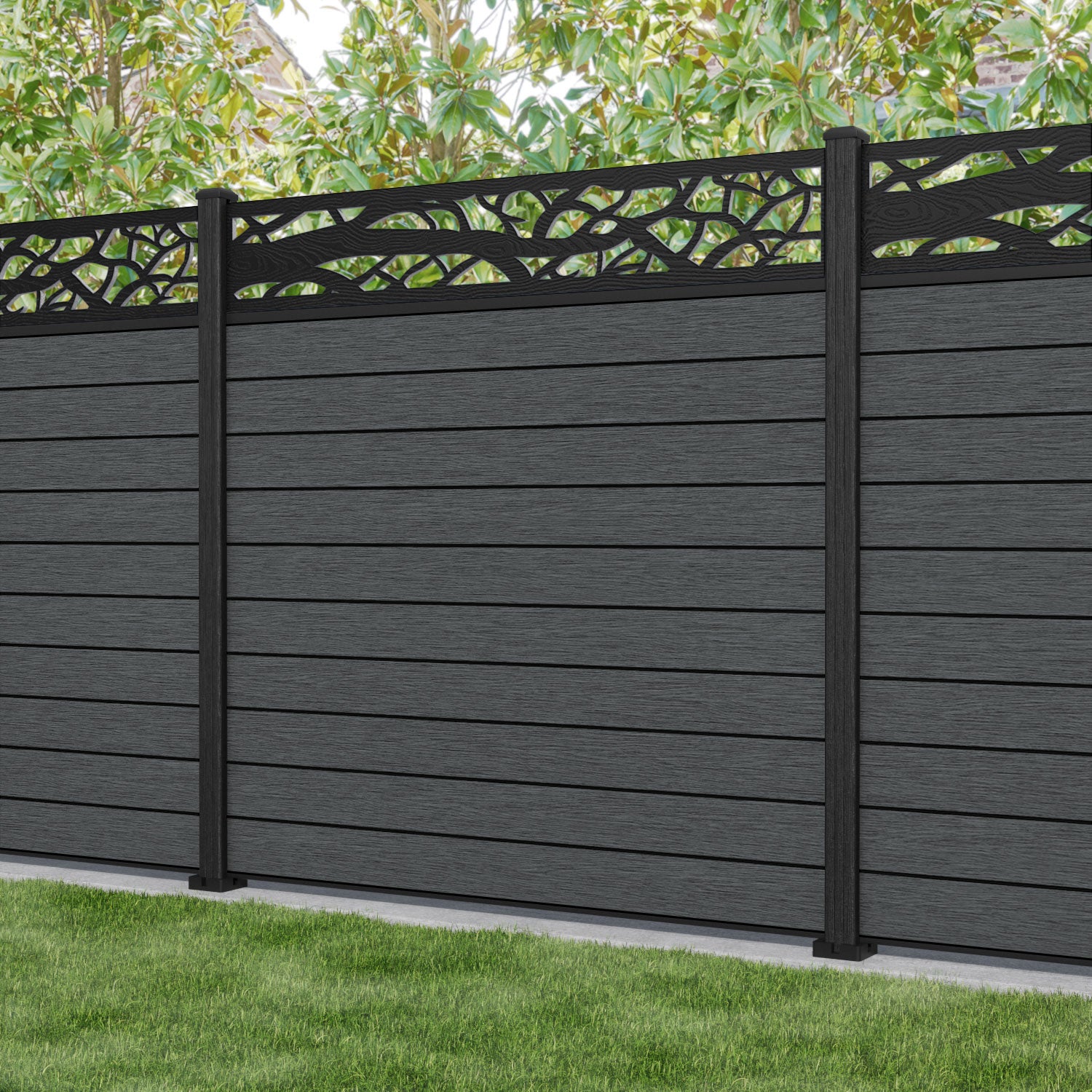 Fusion Twilight Fence Panel - Dark Grey - with our composite posts