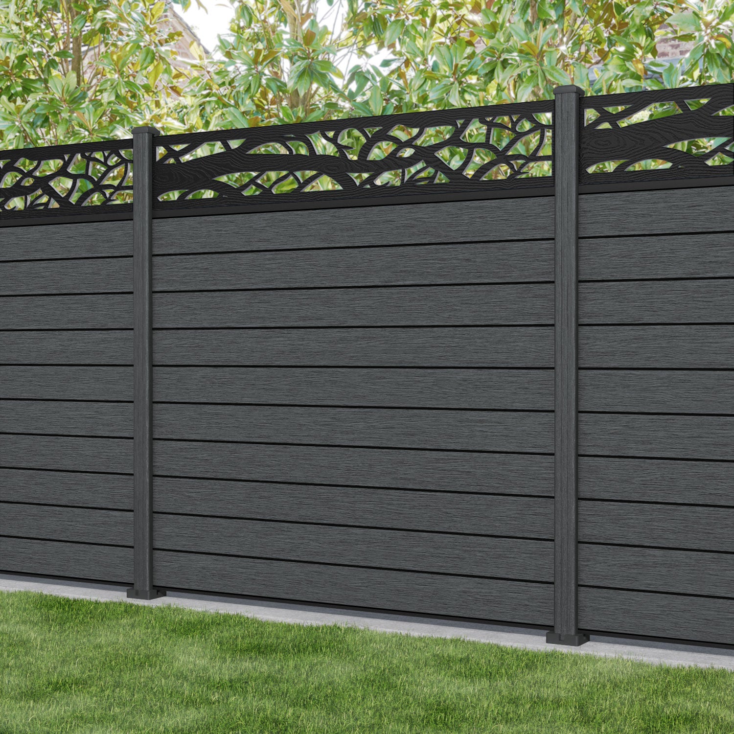 Fusion Twilight Fence Panel - Dark Grey - with our composite posts