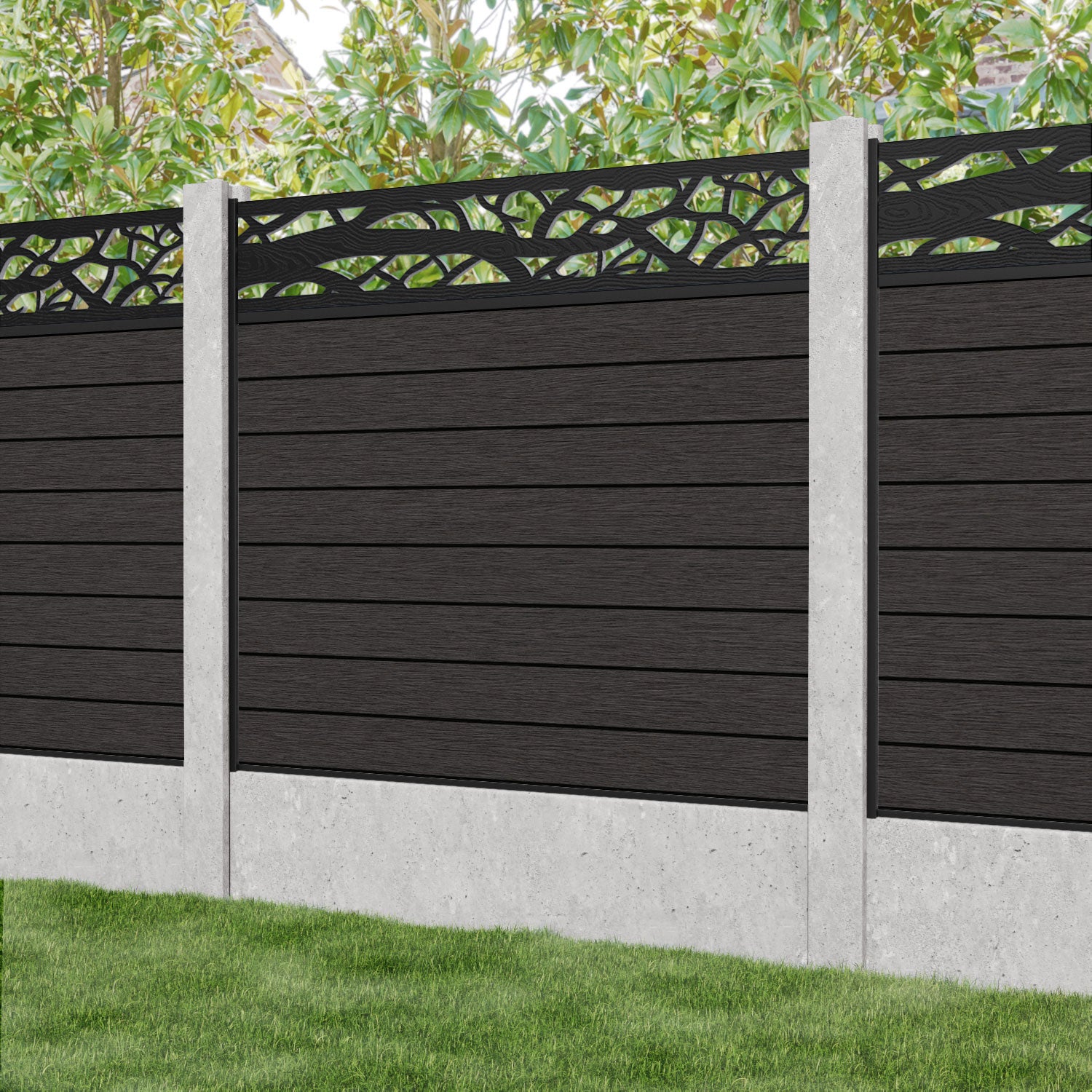Fusion Twilight Fence Panel - Dark Oak - for existing concrete posts