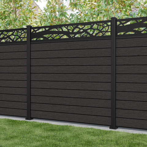 Fusion Twilight Fence Panel - Dark Oak - with our aluminium posts