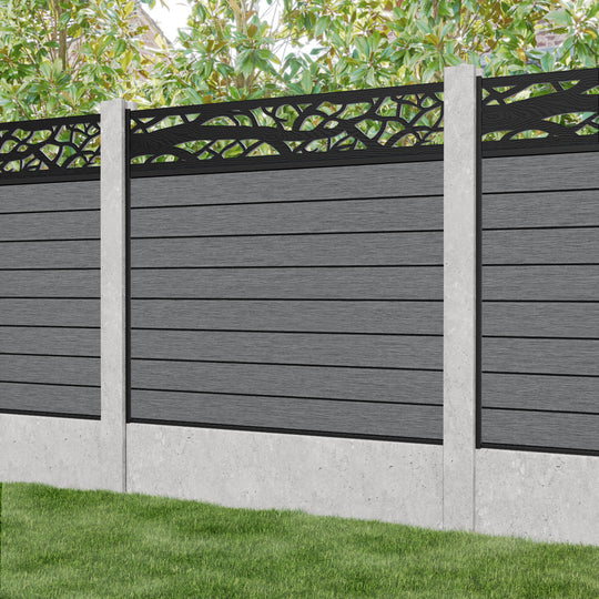 Fusion Twilight Fence Panel - Mid Grey - for existing concrete posts