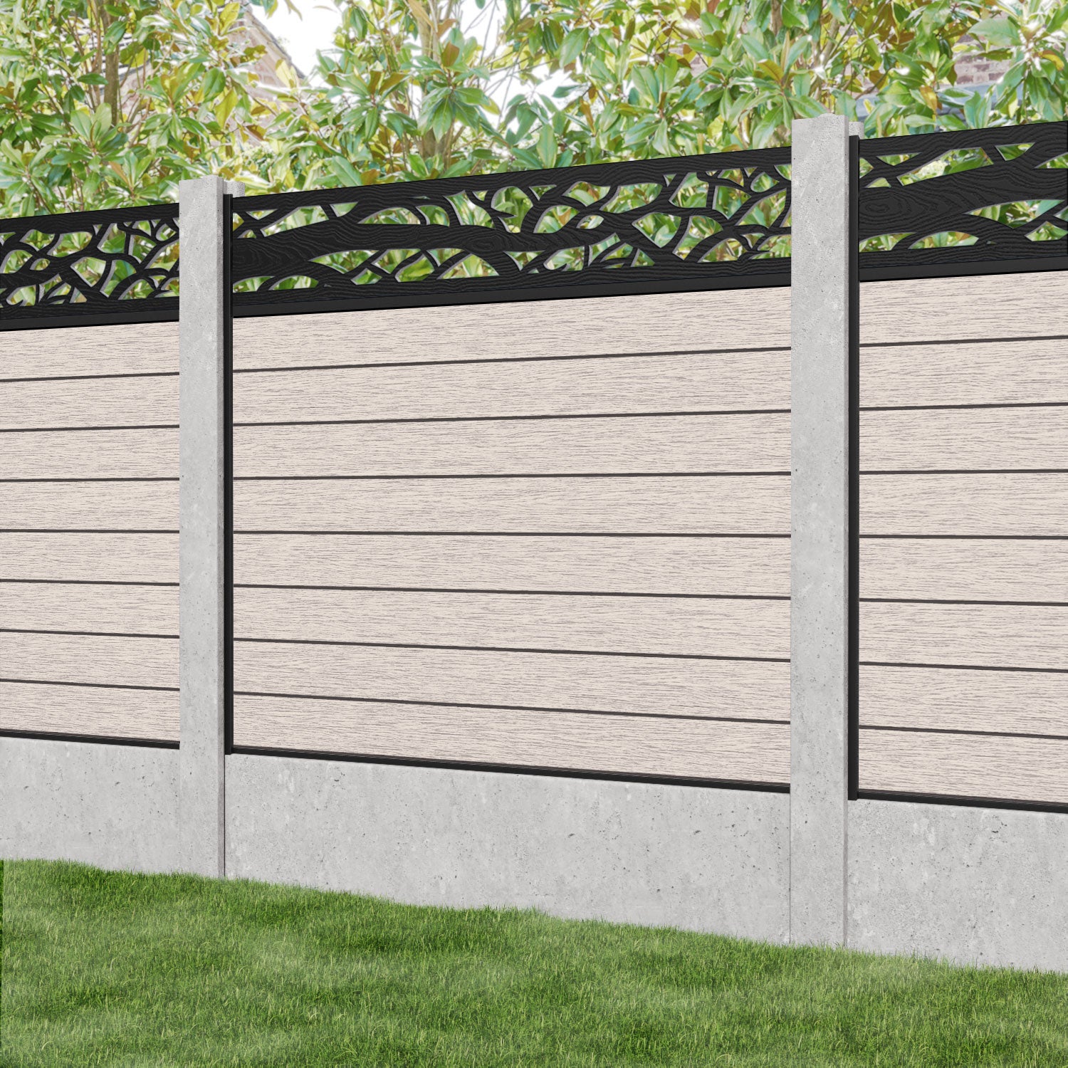 Fusion Twilight Fence Panel - Mid Stone - for existing concrete posts