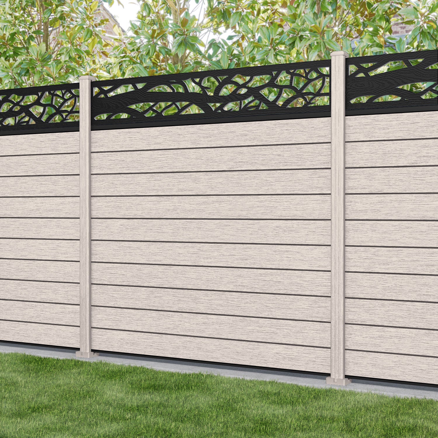 Fusion Twilight Fence Panel - Mid Stone - with our composite posts