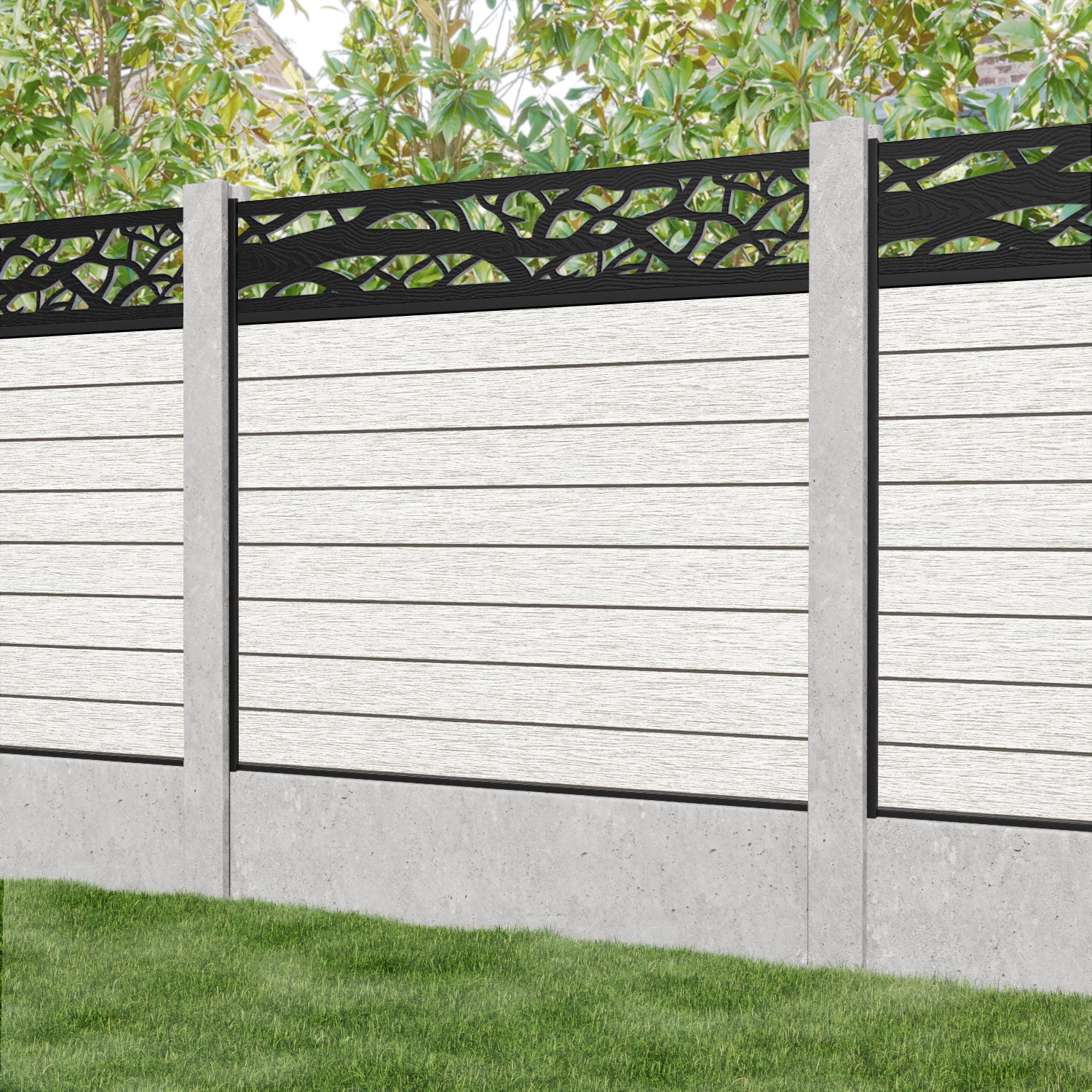 Fusion Twilight Fence Panel - Light Stone - for existing concrete posts