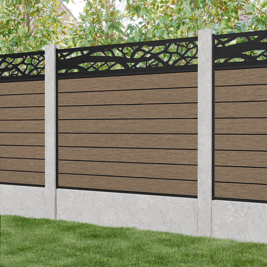 Fusion Twilight Fence Panel - Teak - for existing concrete posts