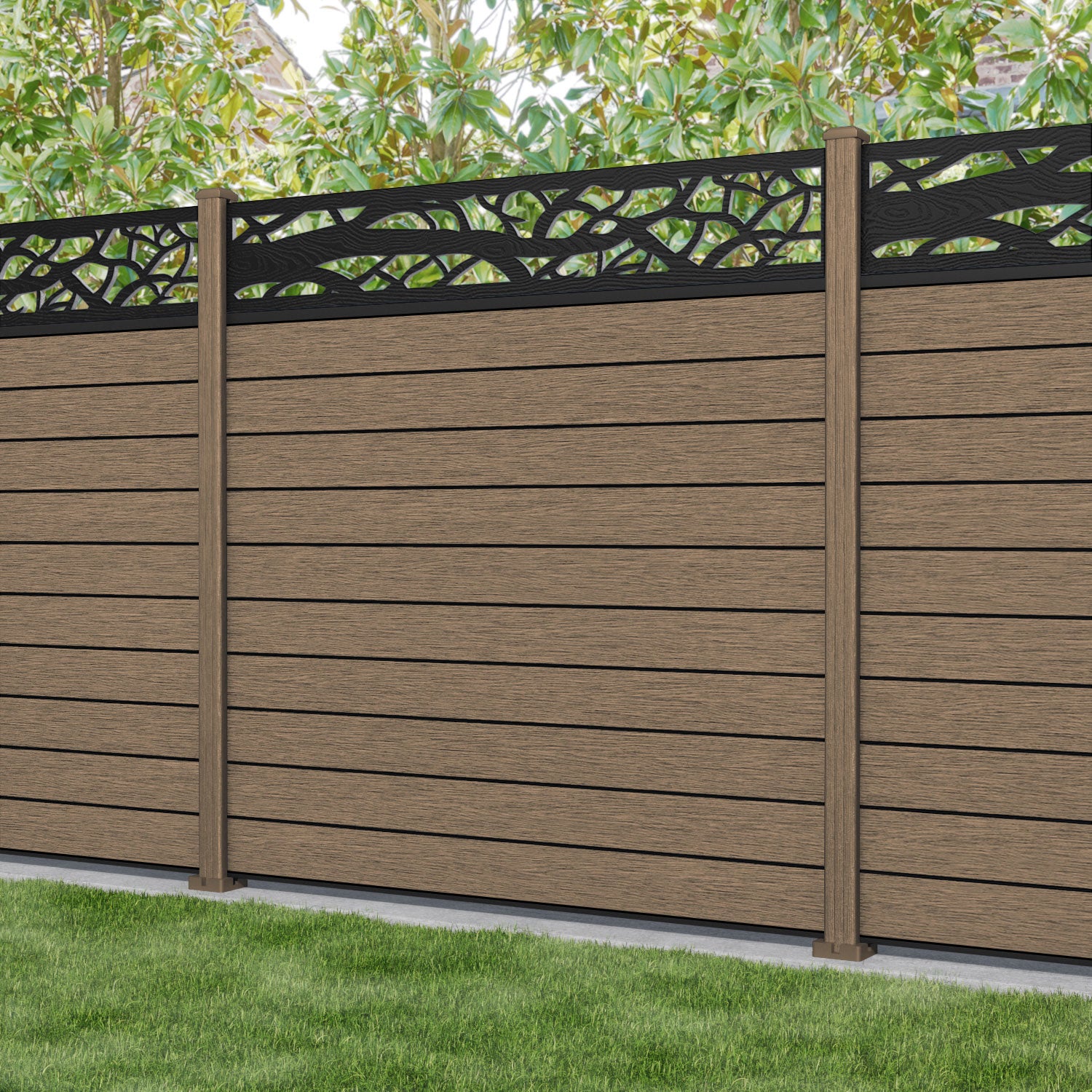 Fusion Twilight Fence Panel - Teak - with our composite posts – Charles ...
