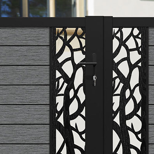 Fusion Twilight Straight Top Driveway Gate - Mid Grey - Middle & End Screen