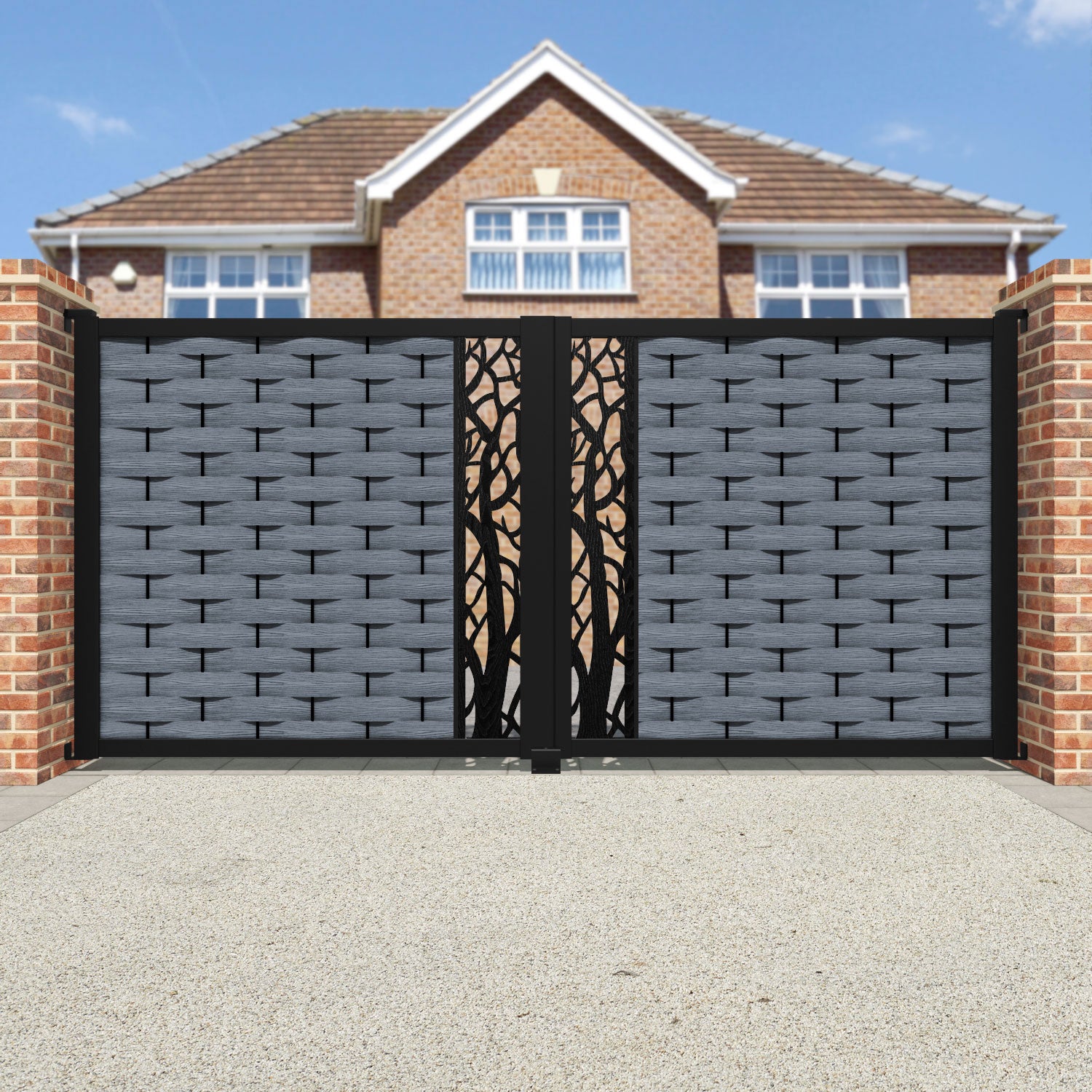 Ripple Twilight Straight Top Driveway Gate - Anthracite - Middle Screen