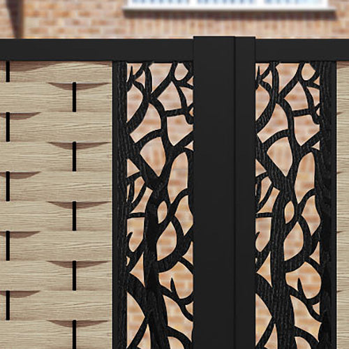 Ripple Twilight Straight Top Driveway Gate - Light Oak - Middle Screen