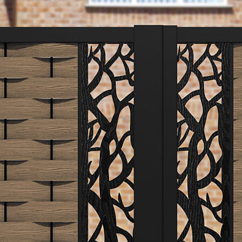 Ripple Twilight Straight Top Driveway Gate - Teak - Middle Screen
