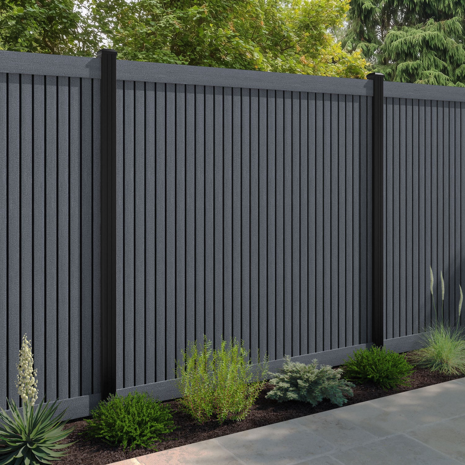 Virtis Fence Panel - Anthracite - with our aluminium posts