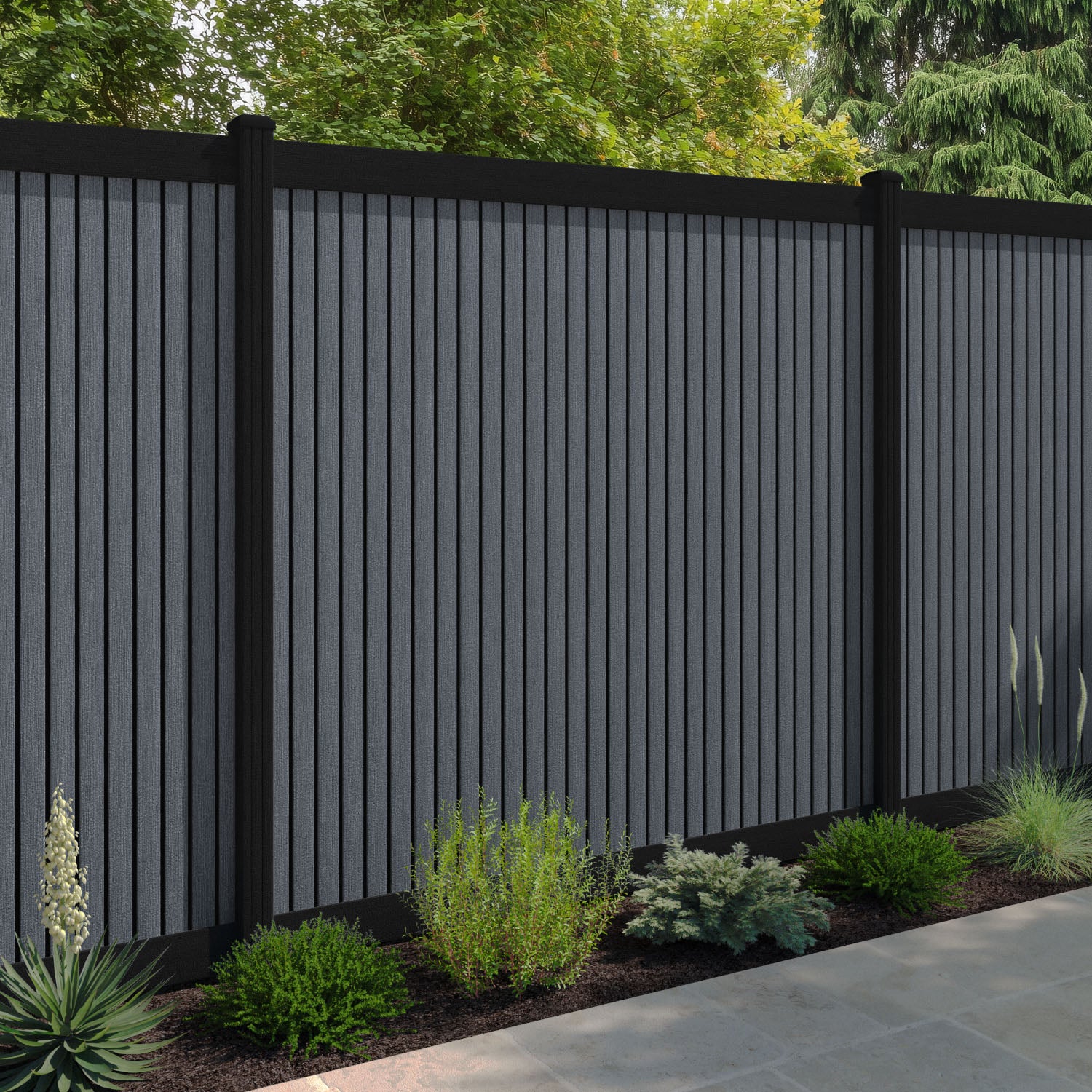 Virtis Fence Panel - Anthracite - with our aluminium posts