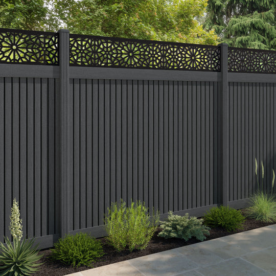 Virtis Alnara Fence Panel - Dark Grey - with our composite posts