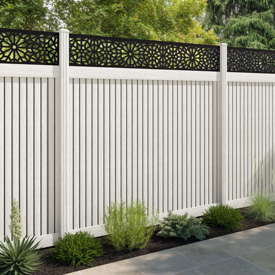 Virtis Alnara Fence Panel - Light Stone - with our composite posts