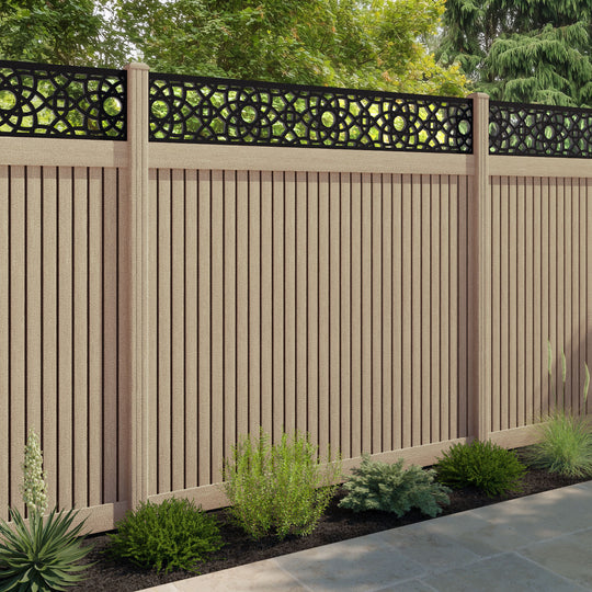 Virtis Ambar Fence Panel - Light Oak - with our composite posts