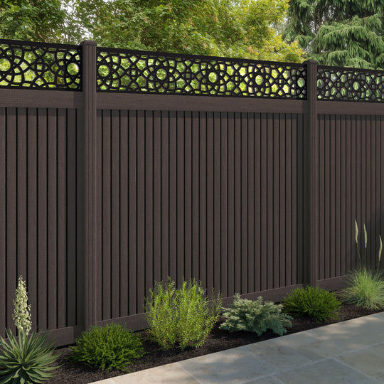 Virtis Ambar Fence Panel - Mid Brown - with our composite posts