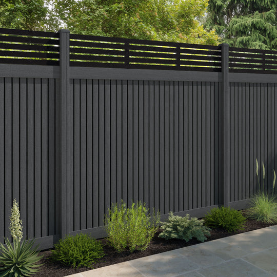 Virtis Aspen Fence Panel - Dark Grey - with our composite posts
