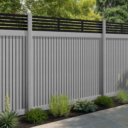 Virtis Aspen Fence Panel - Light Grey - with our composite posts