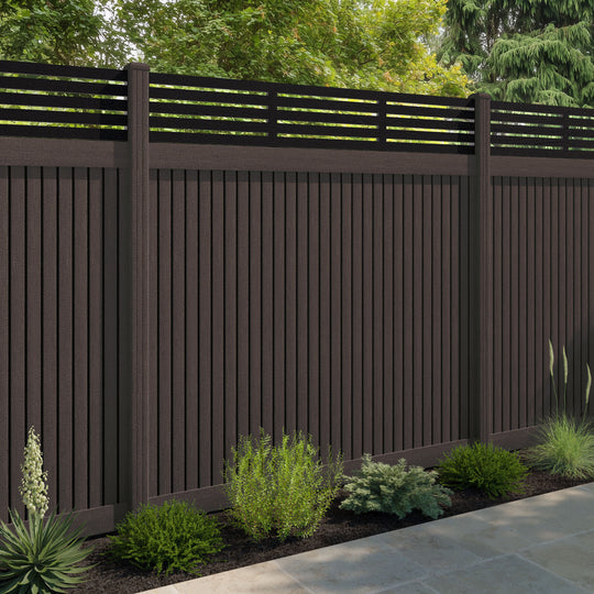 Virtis Aspen Fence Panel - Mid Brown - with our composite posts