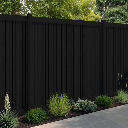 Virtis Fence Panel - Black - with our aluminium posts