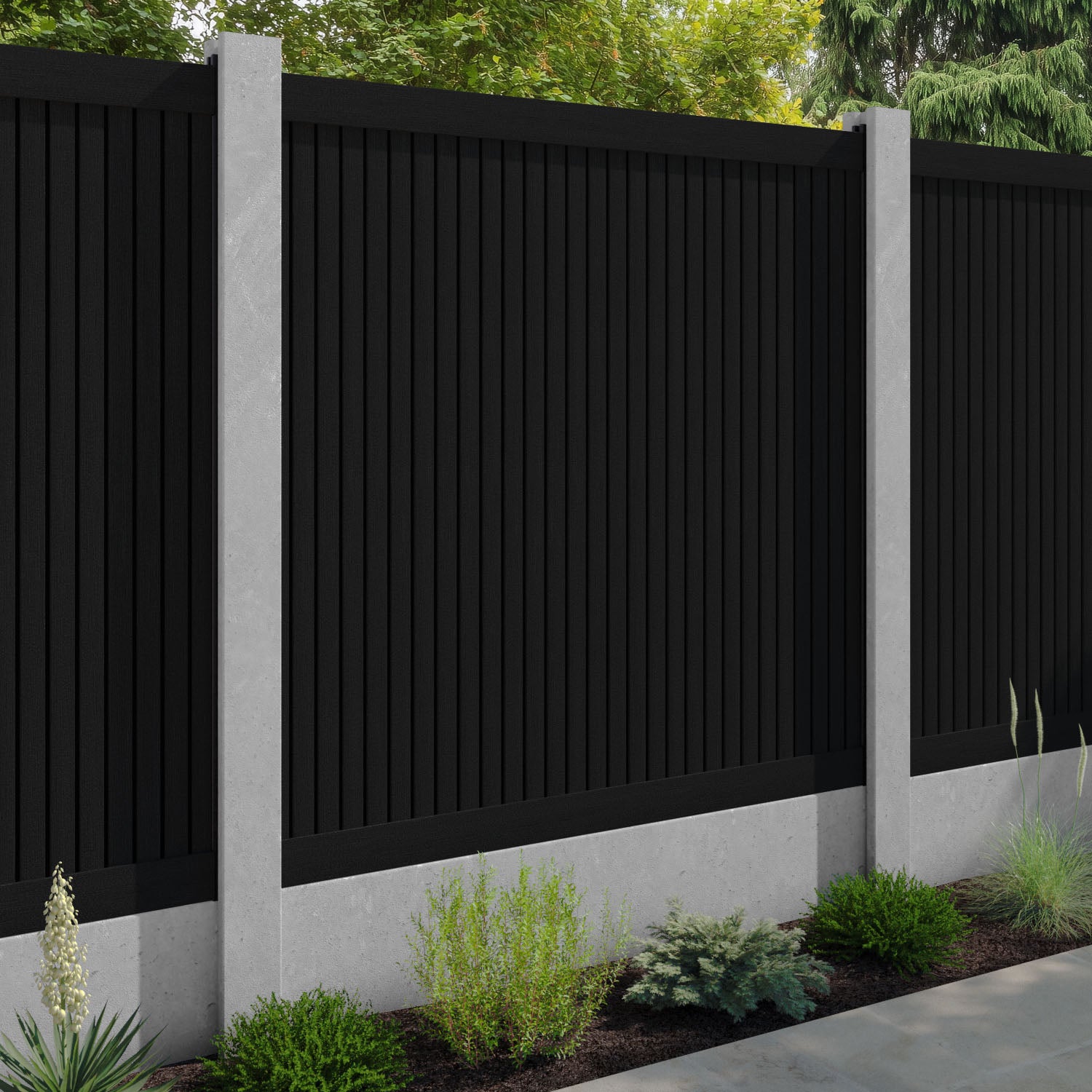 Virtis Fence Panel - Black - for existing concrete posts