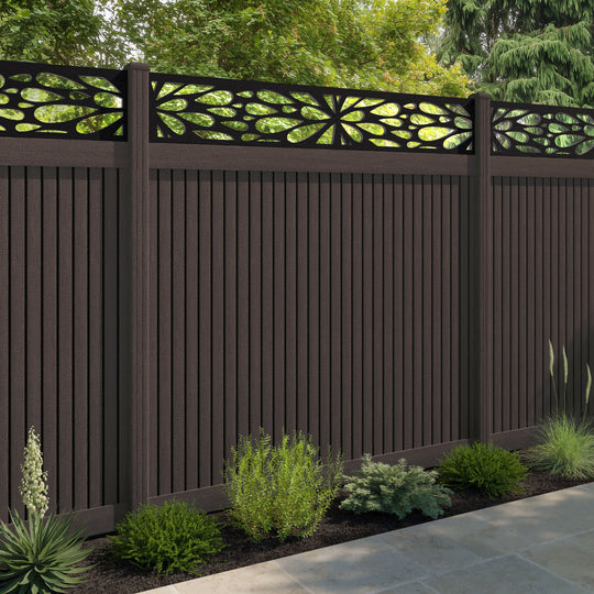 Virtis Blossom Fence Panel - Mid Brown - with our composite posts
