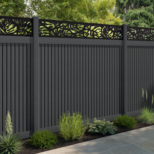 Virtis Botanic Fence Panel - Dark Grey - with our composite posts