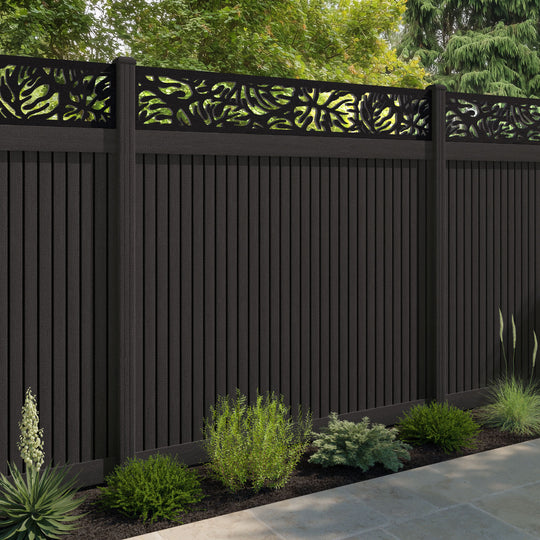Virtis Botanic Fence Panel - Dark Oak - with our composite posts